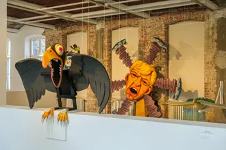 Piero Gilardi: 'Vulture costume' & 'Mulino di Trump'